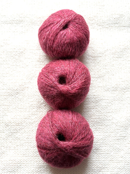 3 balls x 25g Glitter Mohair yarn : Mohair + Wool + Rayon : 29 Deep Red