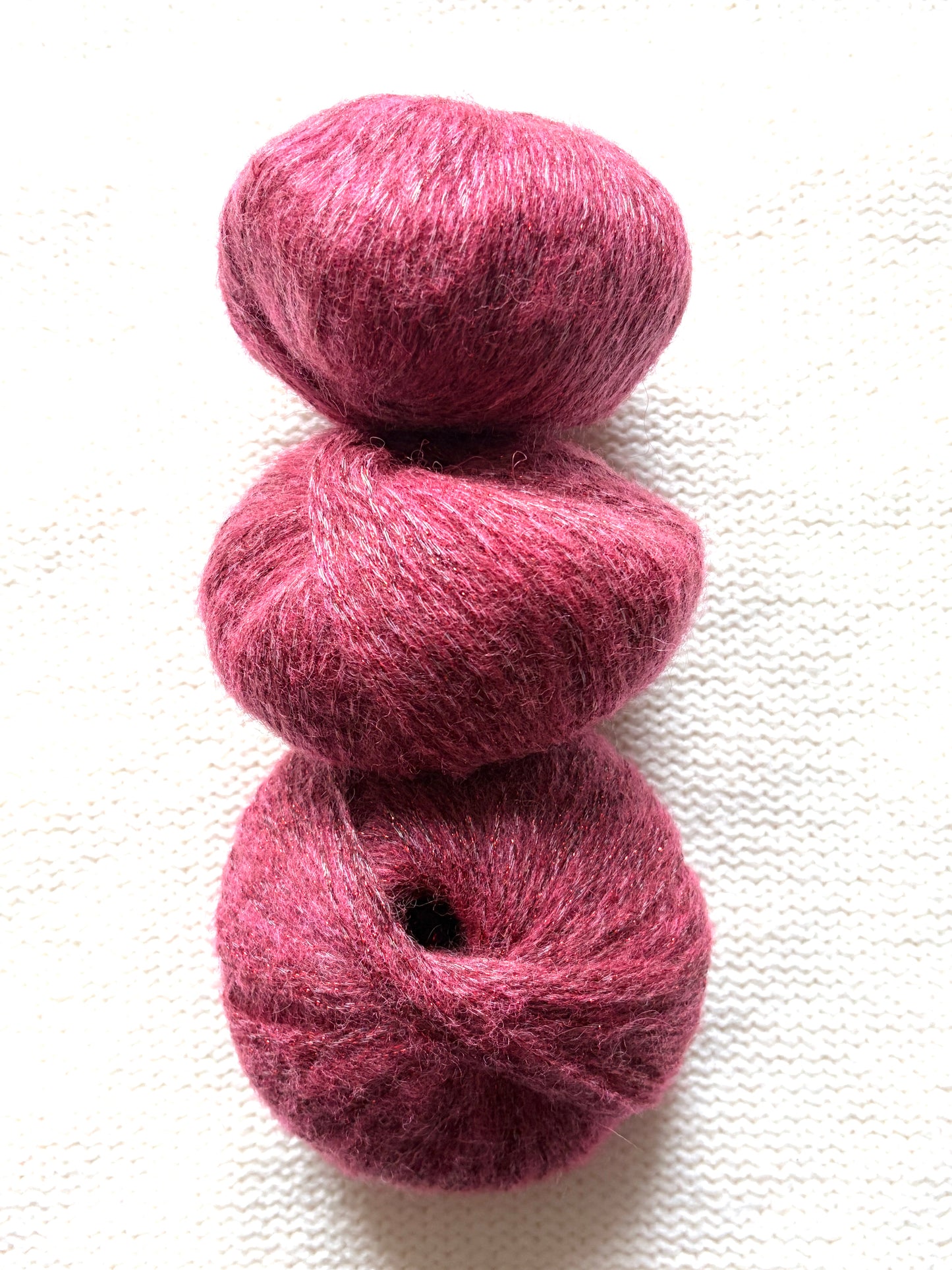 3 balls x 25g Glitter Mohair yarn : Mohair + Wool + Rayon : 29 Deep Red