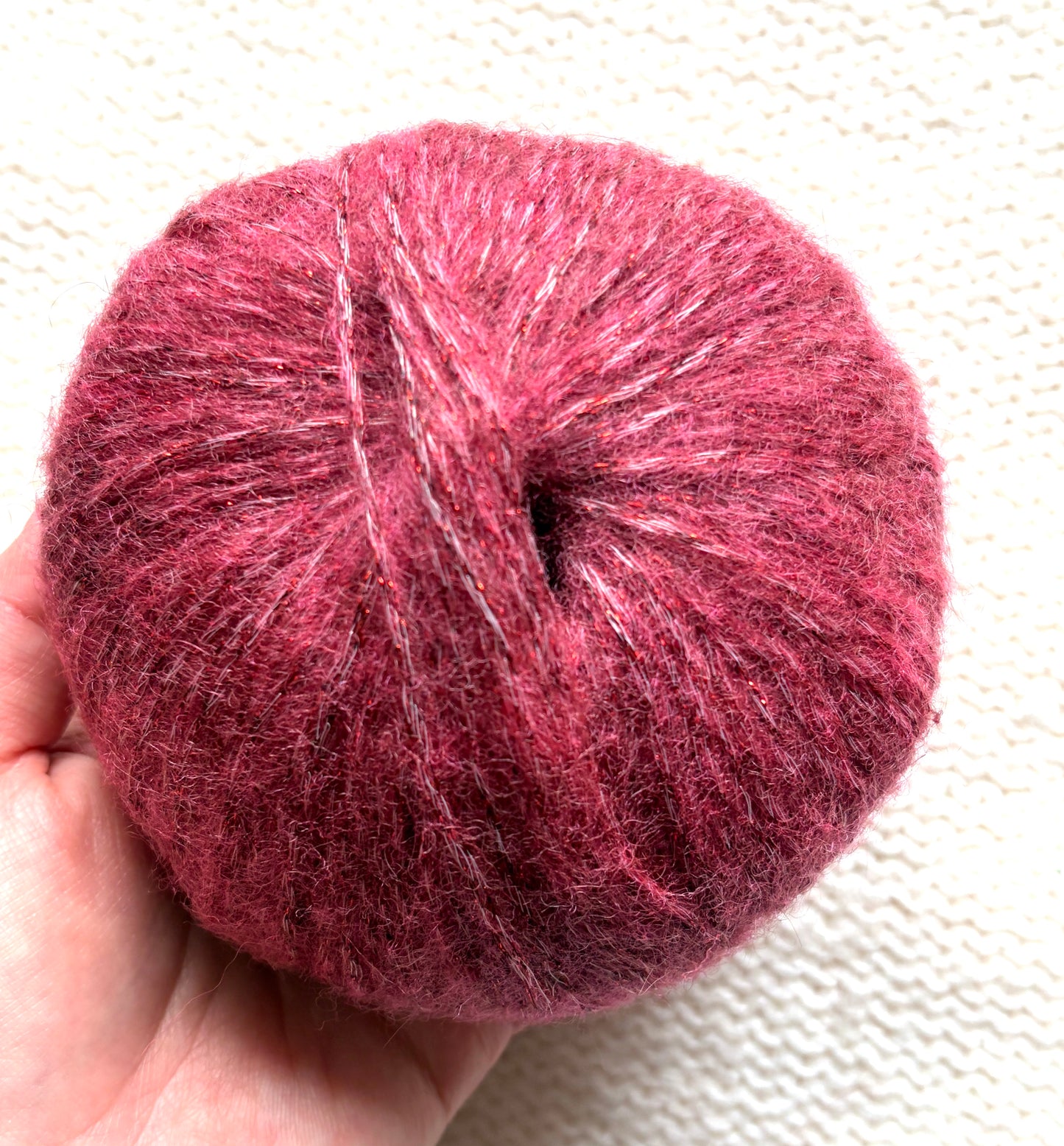3 balls x 25g Glitter Mohair yarn : Mohair + Wool + Rayon : 29 Deep Red