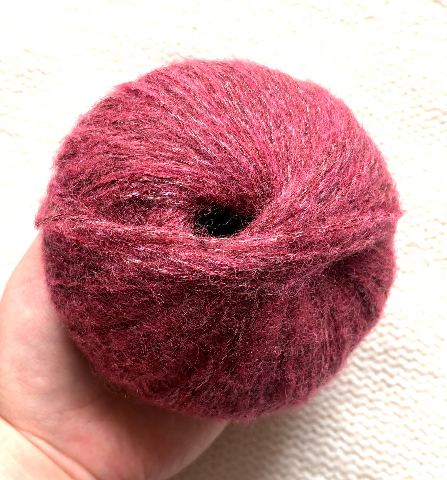 3 balls x 25g Glitter Mohair yarn : Mohair + Wool + Rayon : 29 Deep Red