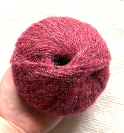 3 balls x 25g Glitter Mohair yarn : Mohair + Wool + Rayon : 29 Deep Red