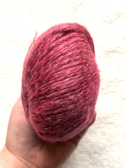 3 balls x 25g Glitter Mohair yarn : Mohair + Wool + Rayon : 29 Deep Red