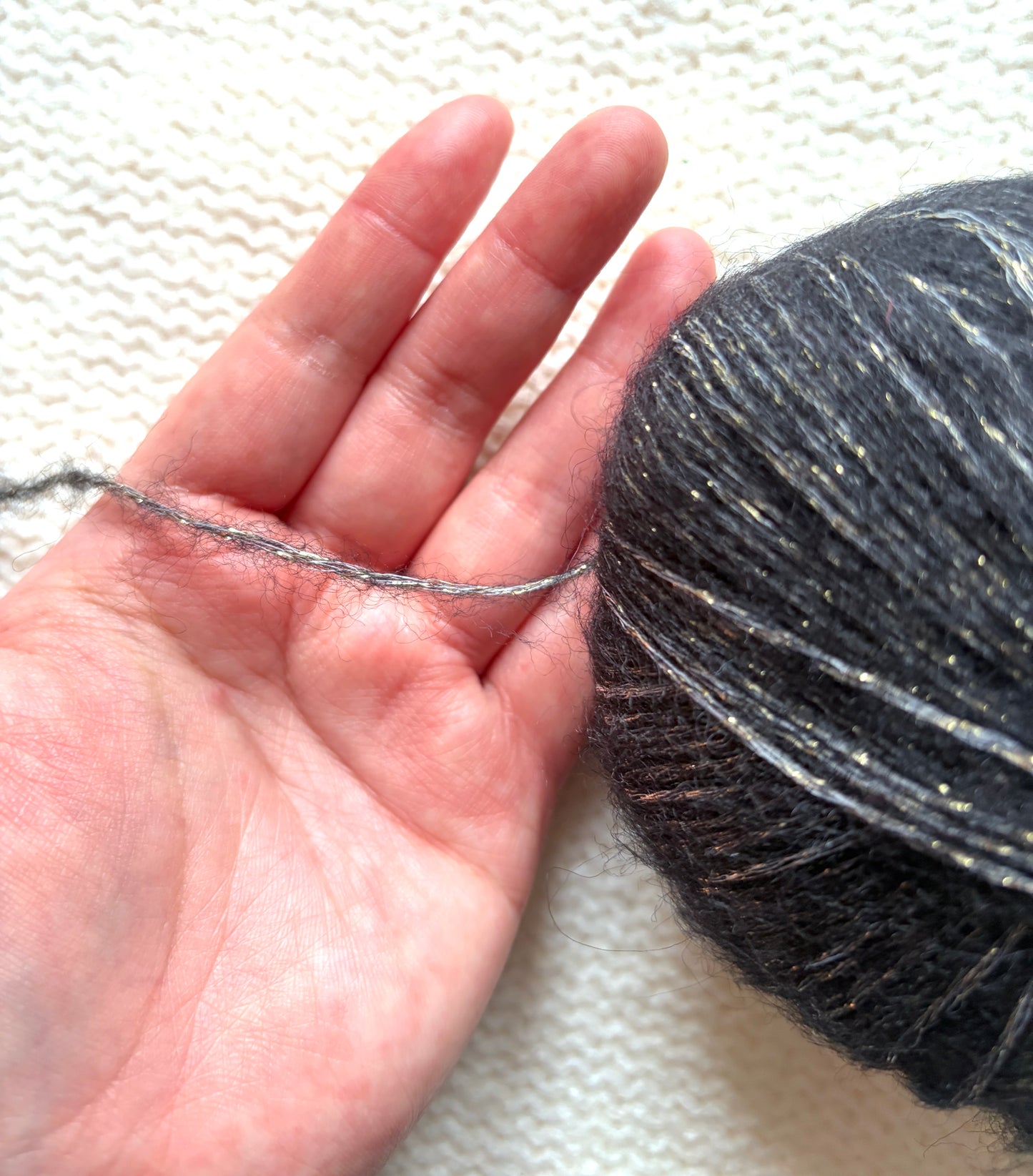 3 balls x 25g Glitter Mohair yarn : Mohair + Wool + Rayon : 25 Carbon Black