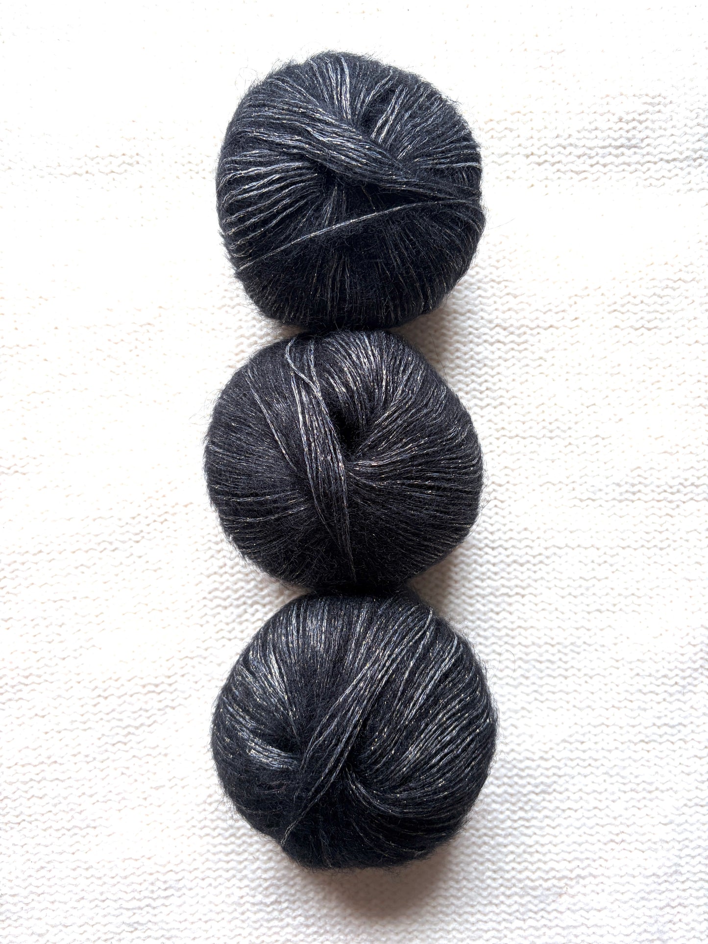 3 balls x 25g Glitter Mohair yarn : Mohair + Wool + Rayon : 25 Carbon Black