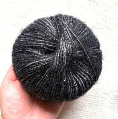 3 balls x 25g Glitter Mohair yarn : Mohair + Wool + Rayon : 25 Carbon Black
