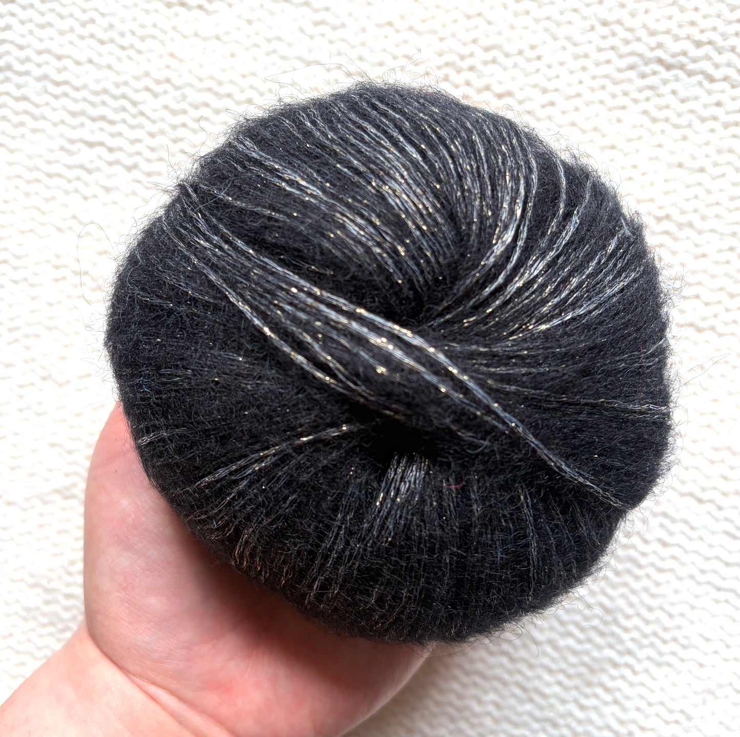 3 balls x 25g Glitter Mohair yarn : Mohair + Wool + Rayon : 25 Carbon Black