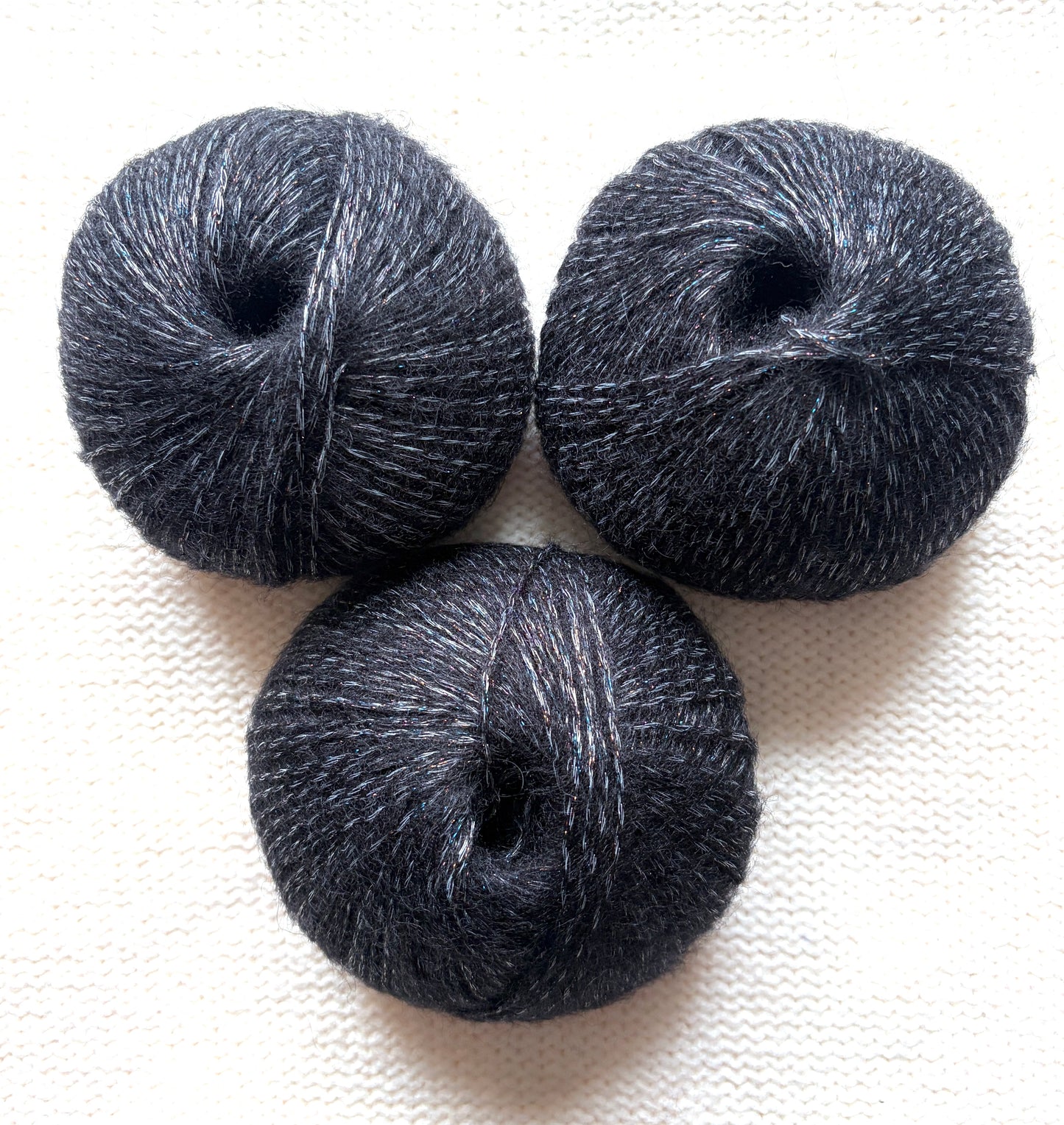 3 balls x 25g Glitter Mohair yarn : Mohair + Wool + Rayon : 15 Deep Grey