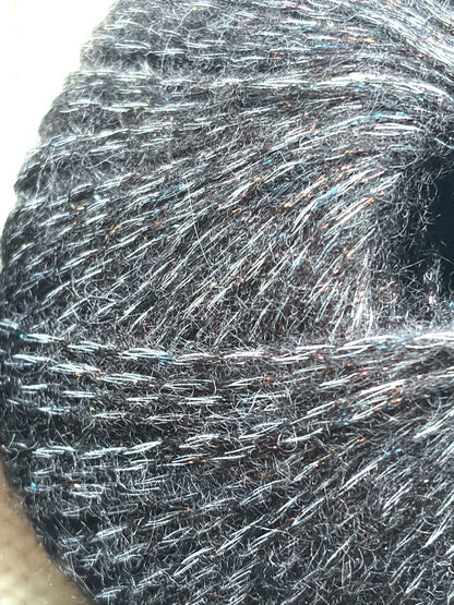 3 balls x 25g Glitter Mohair yarn : Mohair + Wool + Rayon : 15 Deep Grey