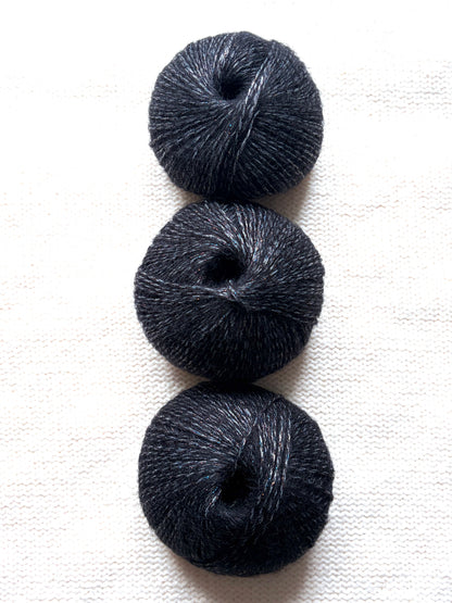 3 balls x 25g Glitter Mohair yarn : Mohair + Wool + Rayon : 15 Deep Grey
