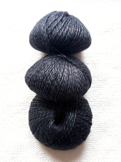 3 balls x 25g Glitter Mohair yarn : Mohair + Wool + Rayon : 15 Deep Grey