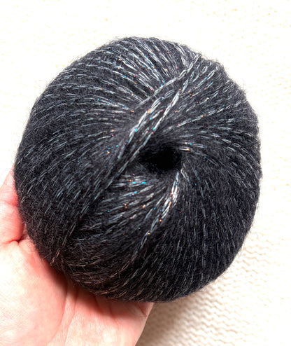 3 balls x 25g Glitter Mohair yarn : Mohair + Wool + Rayon : 15 Deep Grey