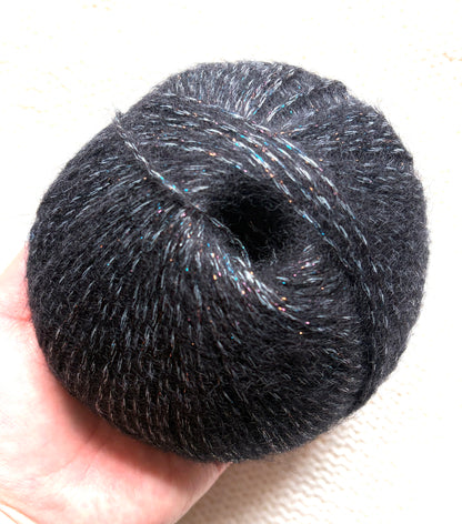 3 balls x 25g Glitter Mohair yarn : Mohair + Wool + Rayon : 15 Deep Grey