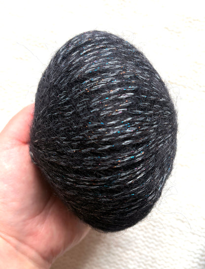 3 balls x 25g Glitter Mohair yarn : Mohair + Wool + Rayon : 15 Deep Grey