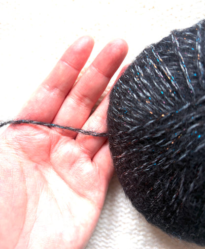 3 balls x 25g Glitter Mohair yarn : Mohair + Wool + Rayon : 15 Deep Grey