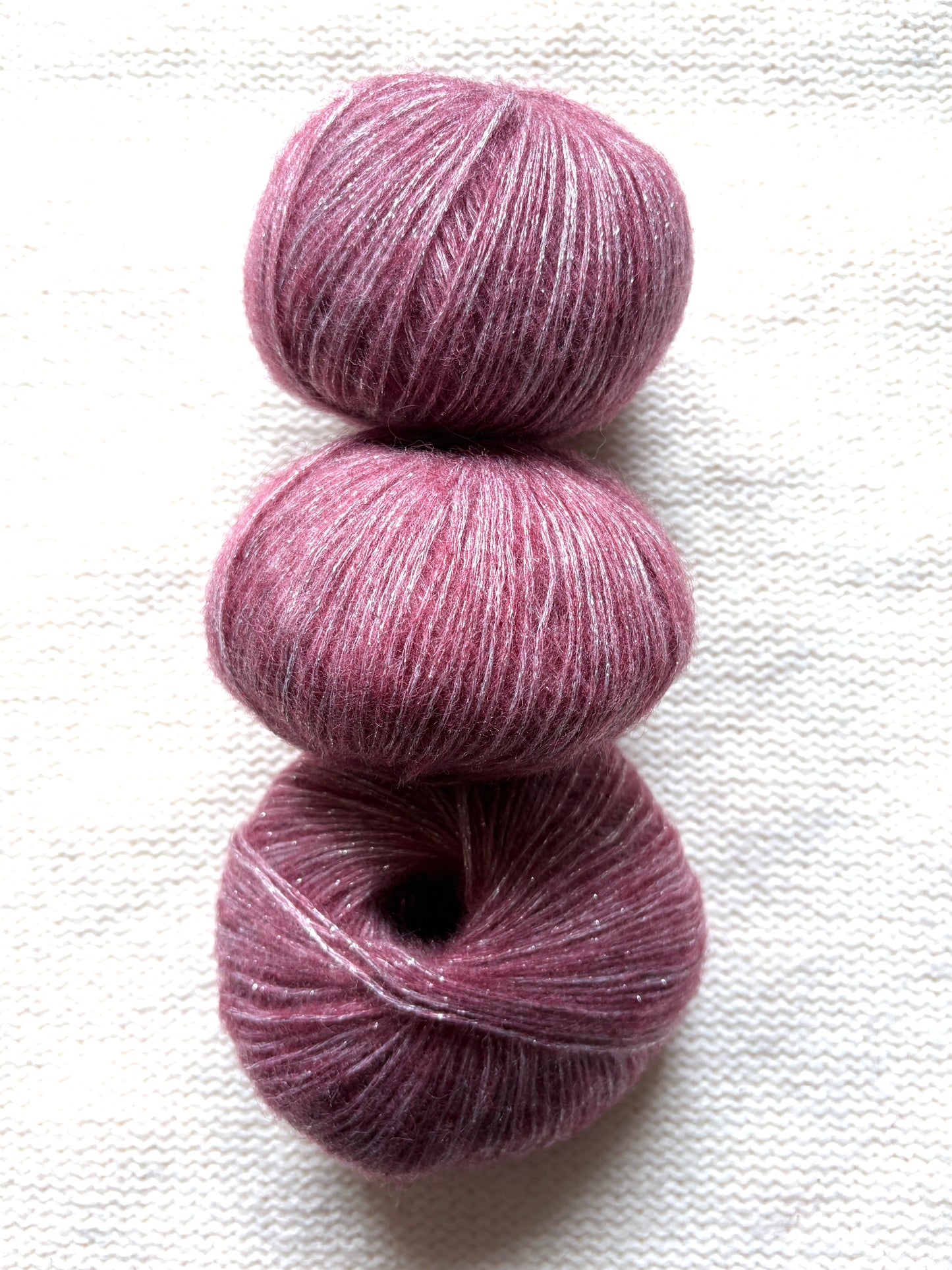 3 balls x 25g Glitter Mohair yarn : Mohair + Wool + Rayon : 27 Red Wine