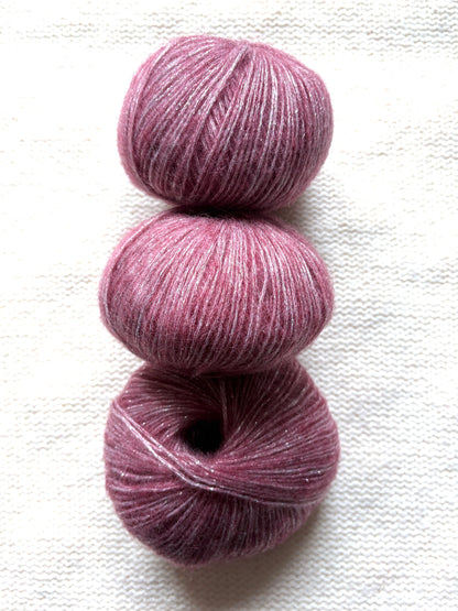 3 balls x 25g Glitter Mohair yarn : Mohair + Wool + Rayon : 27 Red Wine