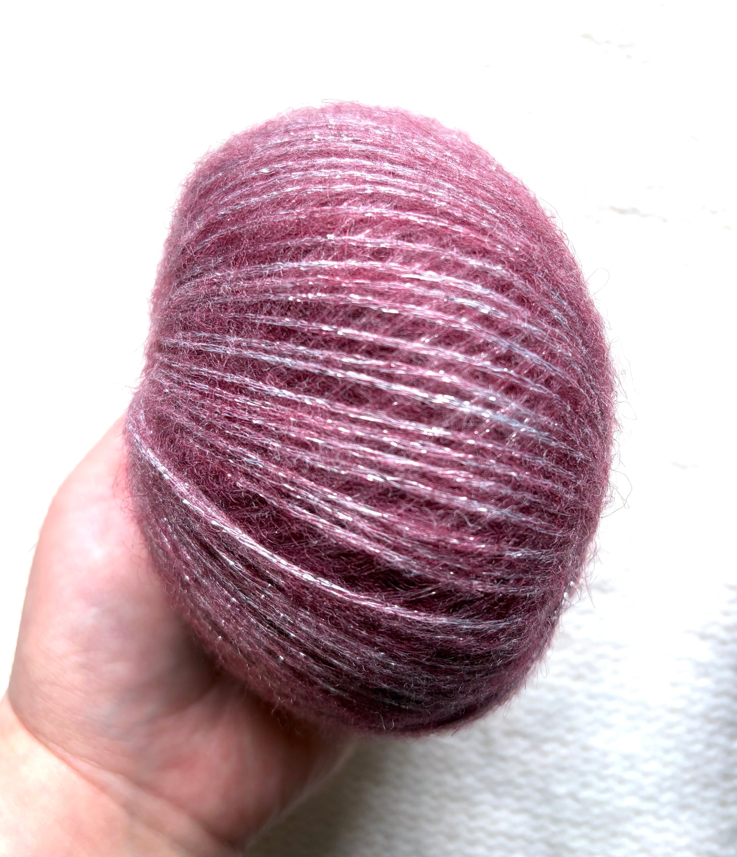 3 balls x 25g Glitter Mohair yarn : Mohair + Wool + Rayon : 27 Red Wine