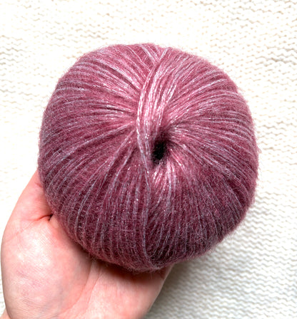 3 balls x 25g Glitter Mohair yarn : Mohair + Wool + Rayon : 27 Red Wine