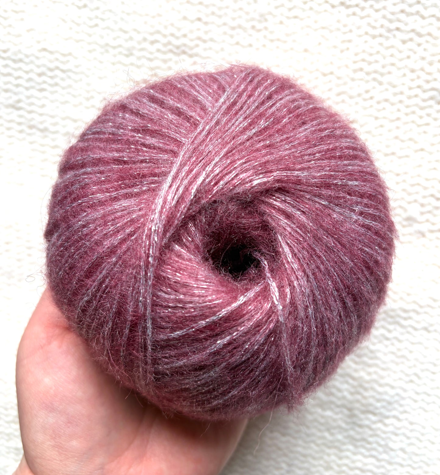 3 balls x 25g Glitter Mohair yarn : Mohair + Wool + Rayon : 27 Red Wine