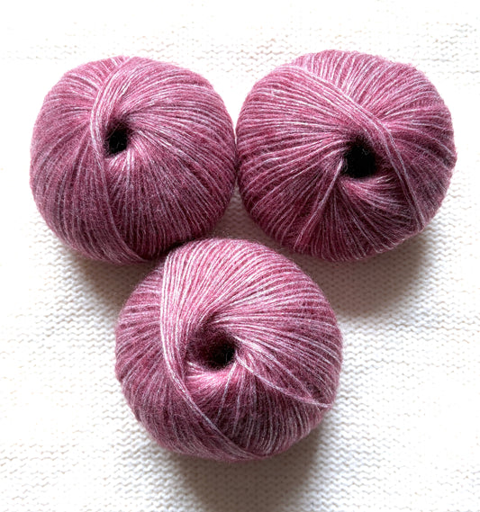 3 balls x 25g Glitter Mohair yarn : Mohair + Wool + Rayon : 27 Red Wine