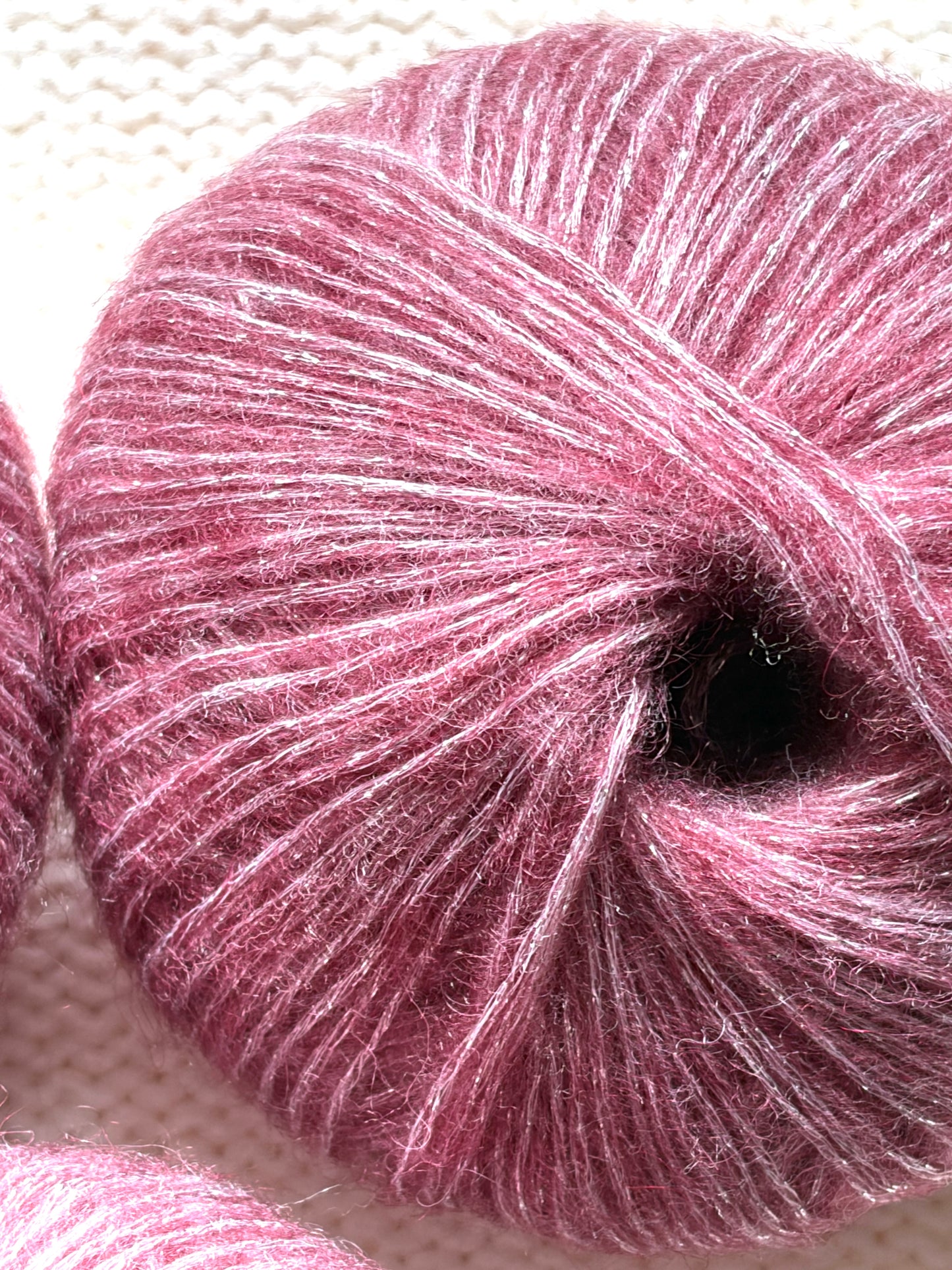 3 balls x 25g Glitter Mohair yarn : Mohair + Wool + Rayon : 27 Red Wine