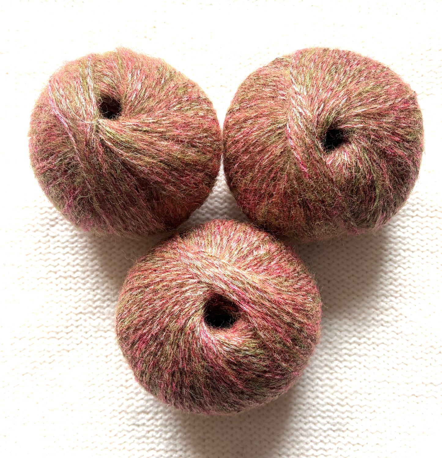 3 balls x 25g Glitter Mohair yarn : Mohair + Wool + Rayon : 30 Lychee