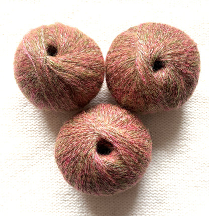 3 balls x 25g Glitter Mohair yarn : Mohair + Wool + Rayon : 30 Lychee