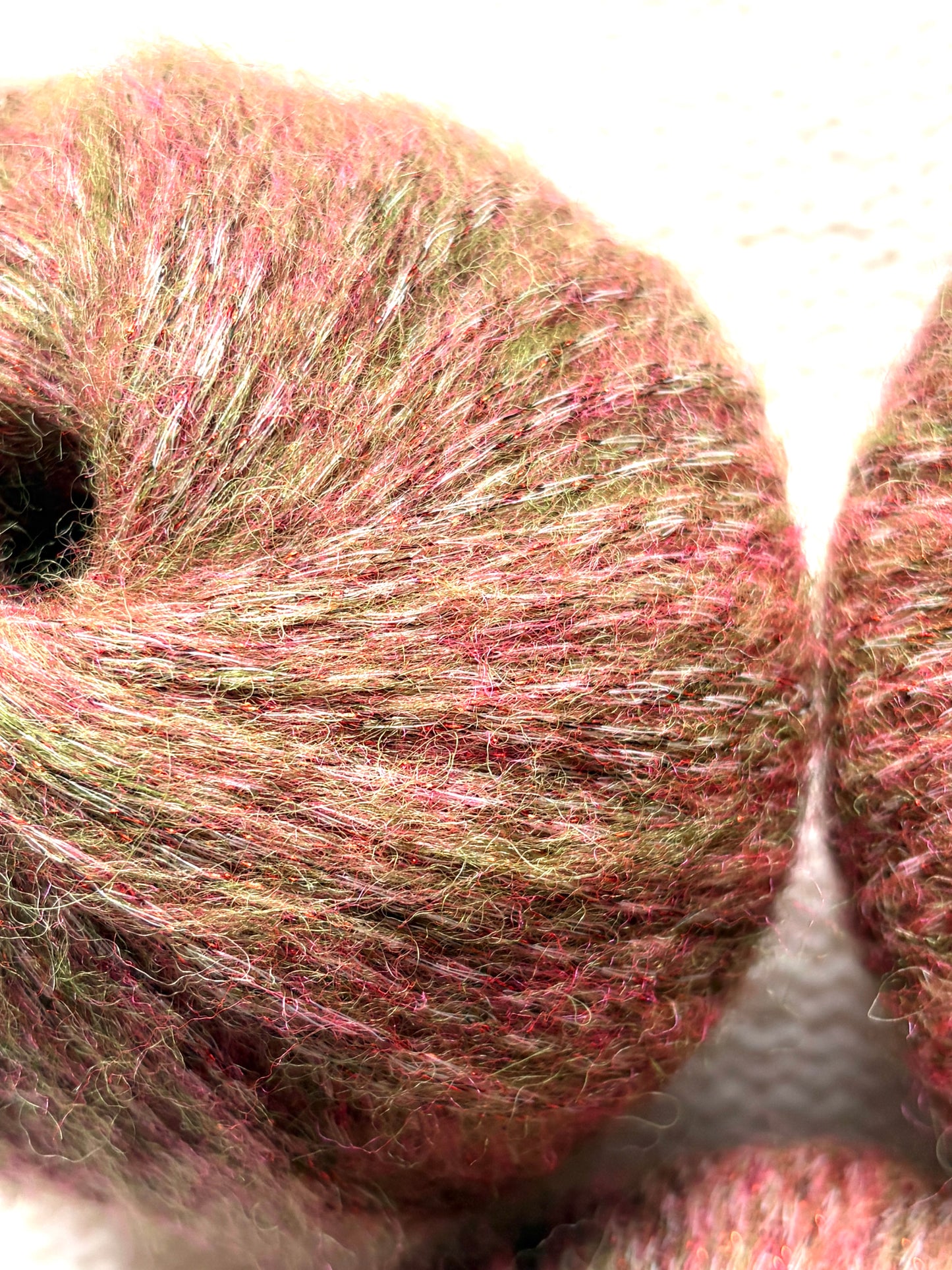 3 balls x 25g Glitter Mohair yarn : Mohair + Wool + Rayon : 30 Lychee