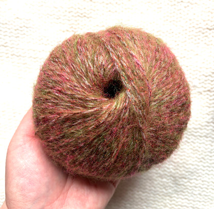3 balls x 25g Glitter Mohair yarn : Mohair + Wool + Rayon : 30 Lychee