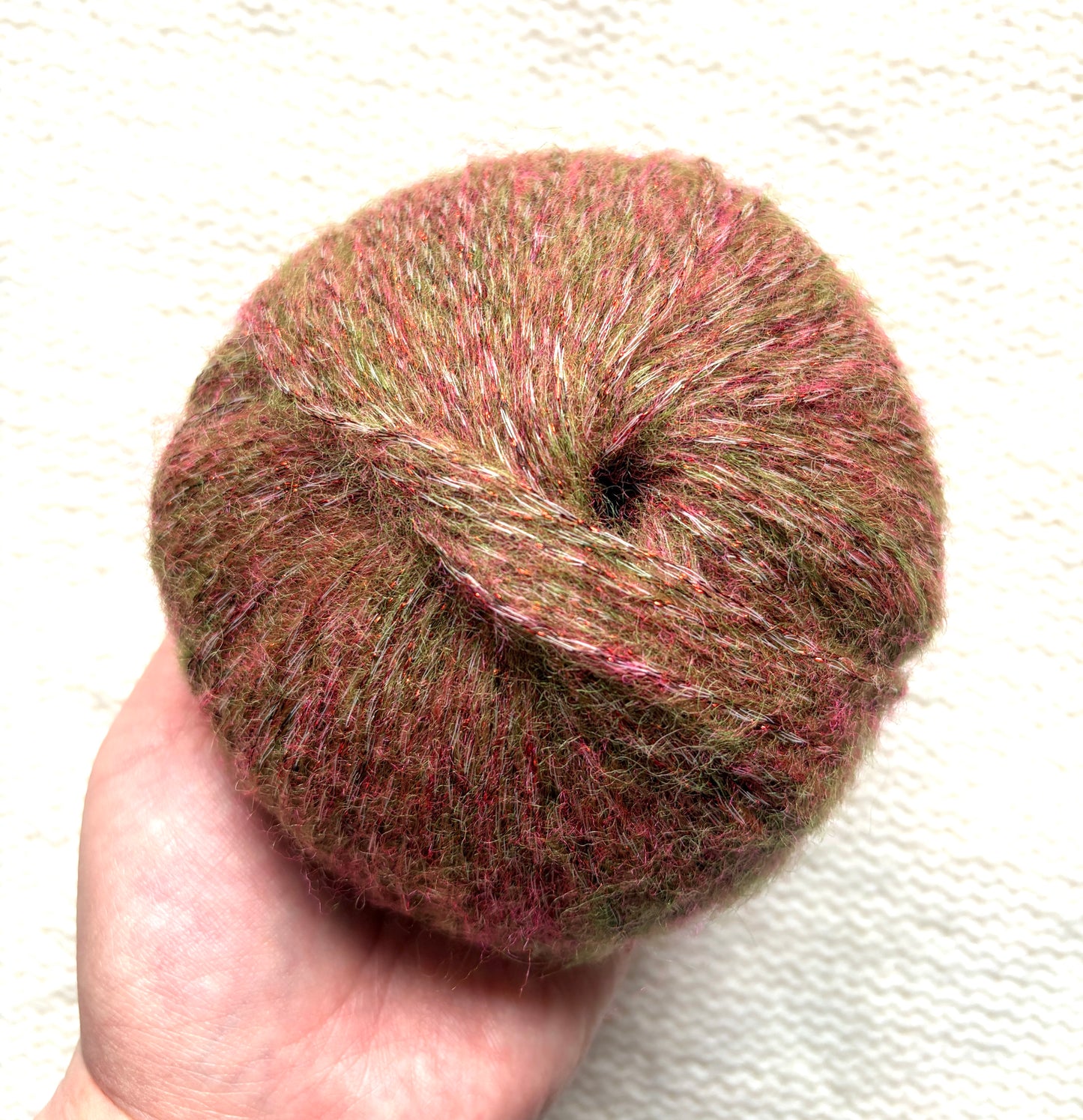 3 balls x 25g Glitter Mohair yarn : Mohair + Wool + Rayon : 30 Lychee