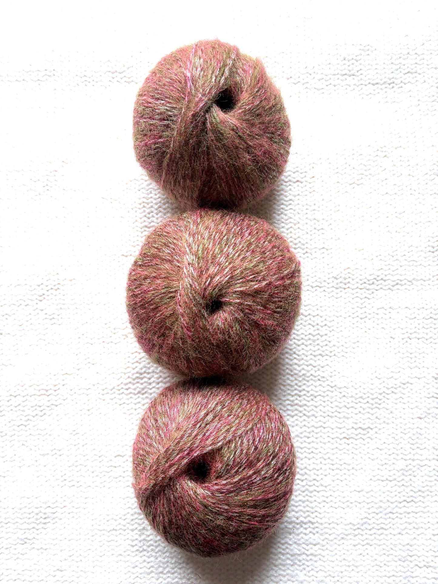 3 balls x 25g Glitter Mohair yarn : Mohair + Wool + Rayon : 30 Lychee