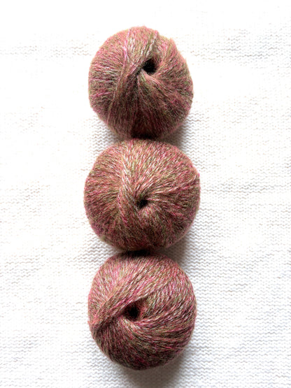 3 balls x 25g Glitter Mohair yarn : Mohair + Wool + Rayon : 30 Lychee