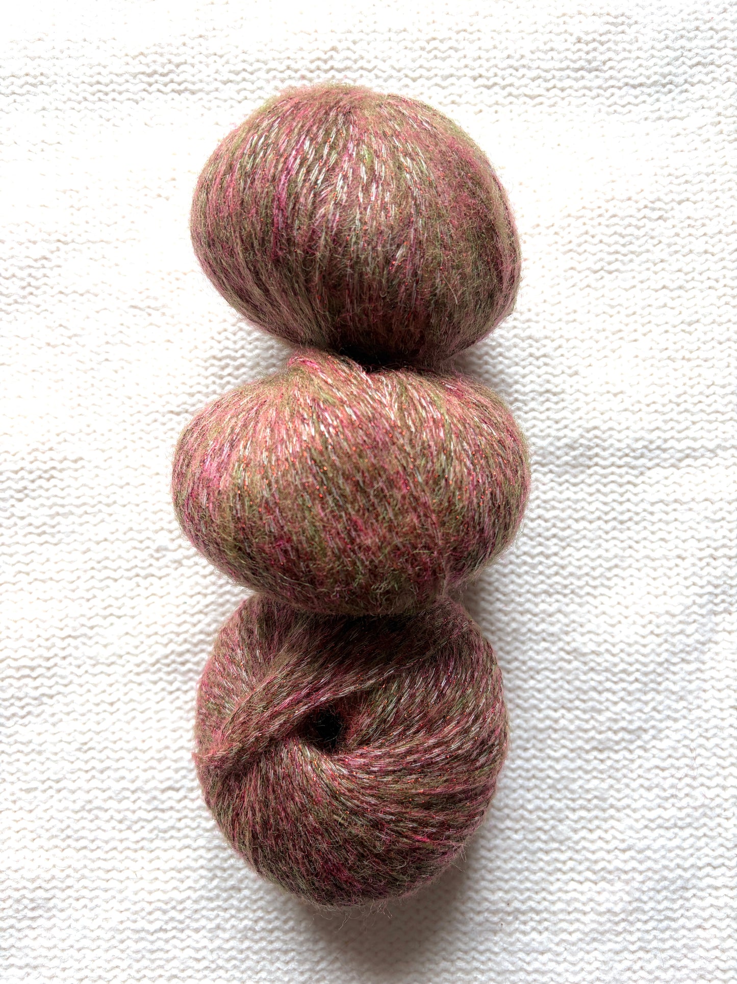 3 balls x 25g Glitter Mohair yarn : Mohair + Wool + Rayon : 30 Lychee