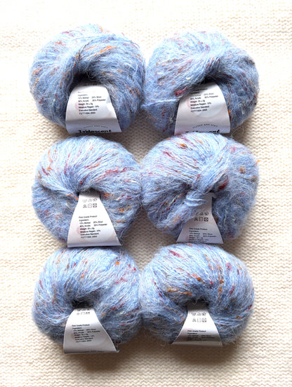 6 balls x 25g Mohair Wool yarn : Mohair + Wool + Acrylic + Polyester : 14 Blue