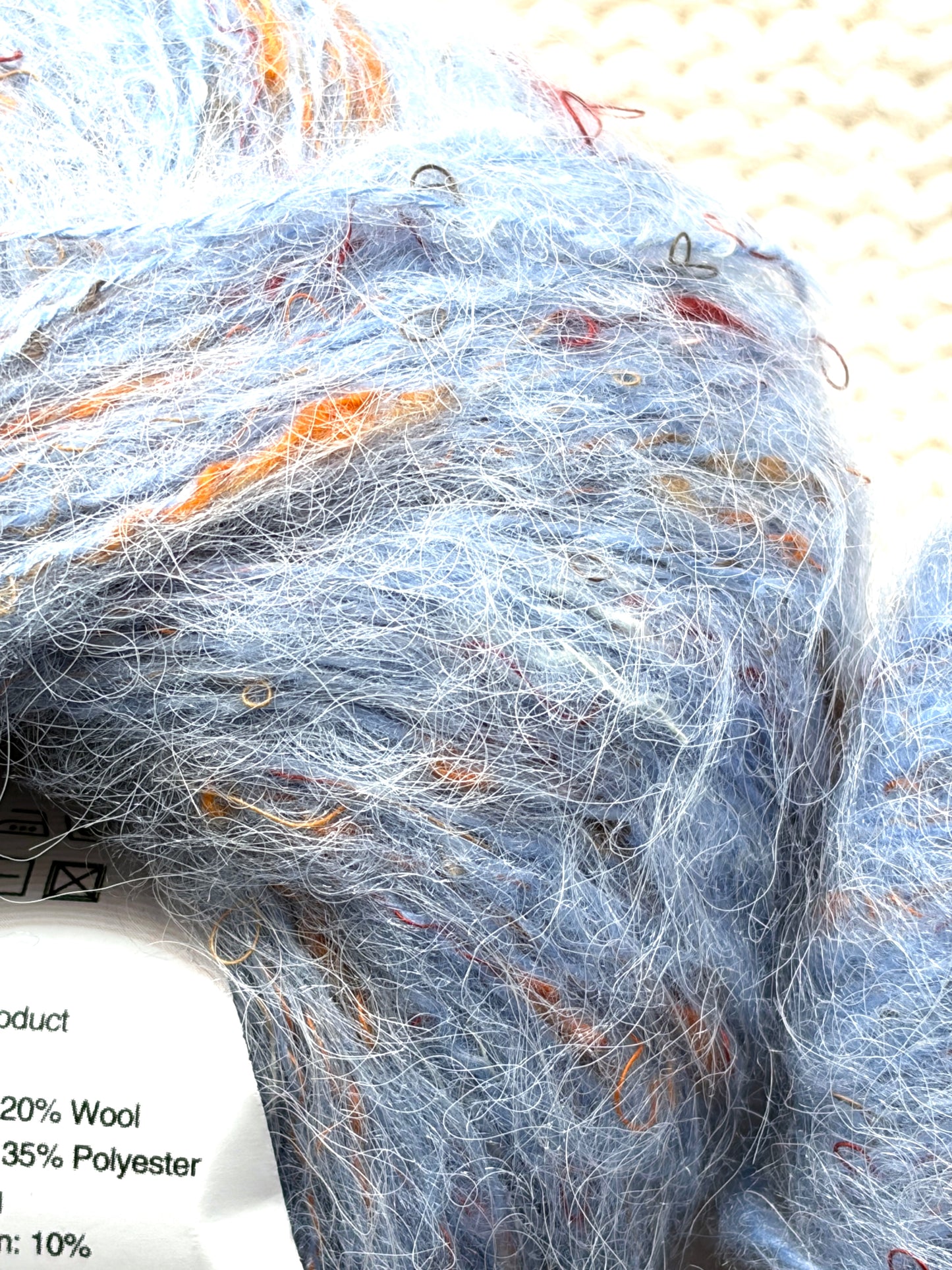 6 balls x 25g Mohair Wool yarn : Mohair + Wool + Acrylic + Polyester : 14 Blue