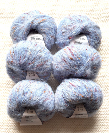 6 balls x 25g Mohair Wool yarn : Mohair + Wool + Acrylic + Polyester : 14 Blue