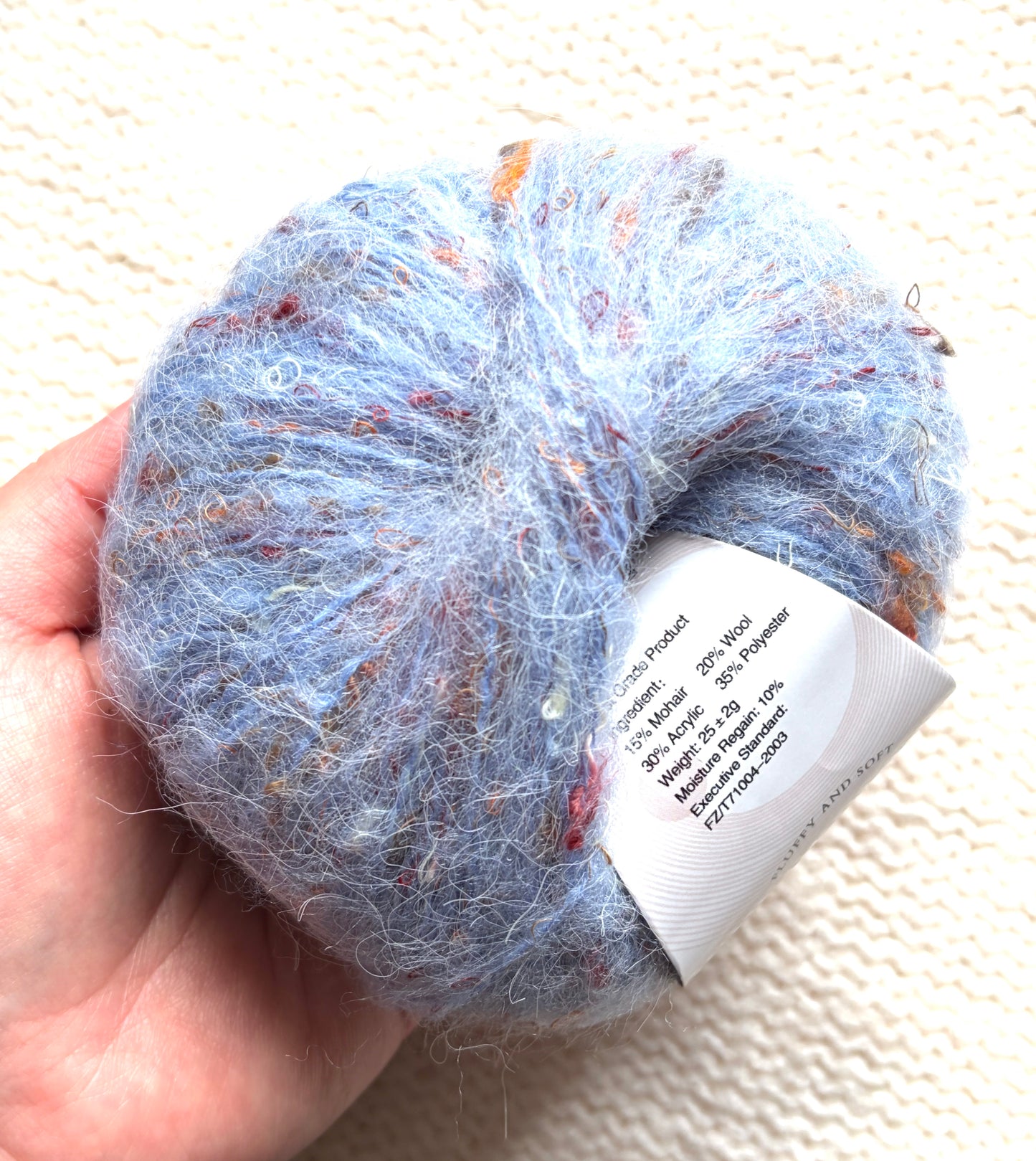 6 balls x 25g Mohair Wool yarn : Mohair + Wool + Acrylic + Polyester : 14 Blue