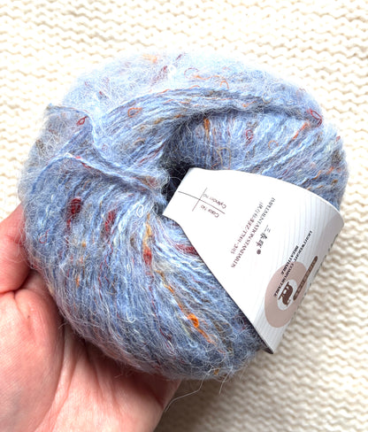 6 balls x 25g Mohair Wool yarn : Mohair + Wool + Acrylic + Polyester : 14 Blue