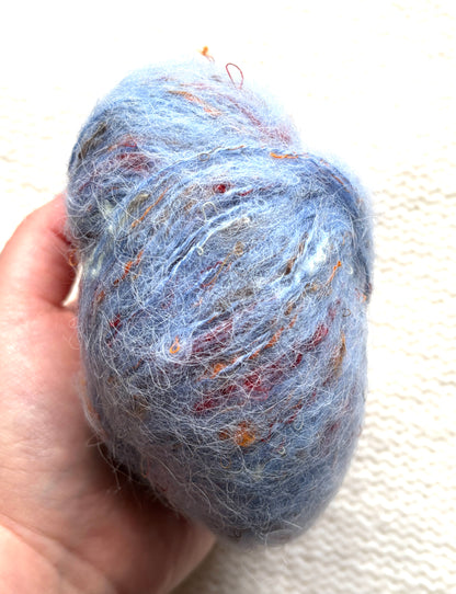 6 balls x 25g Mohair Wool yarn : Mohair + Wool + Acrylic + Polyester : 14 Blue