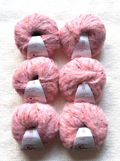 6 balls x 25g Mohair Wool yarn : Mohair + Wool + Acrylic + Polyester : 04 Pink