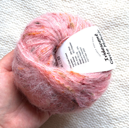 6 balls x 25g Mohair Wool yarn : Mohair + Wool + Acrylic + Polyester : 04 Pink