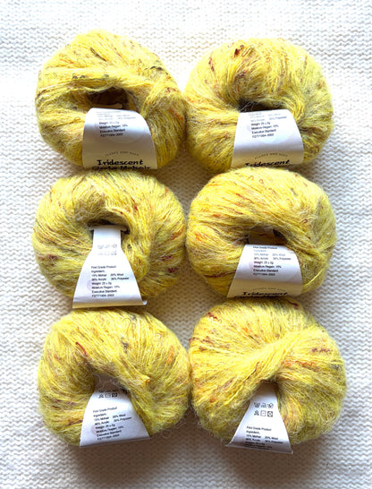 6 balls x 25g Mohair Wool yarn : Mohair + Wool + Acrylic + Polyester : 09 Yellow