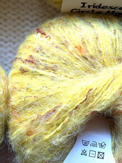 6 balls x 25g Mohair Wool yarn : Mohair + Wool + Acrylic + Polyester : 09 Yellow
