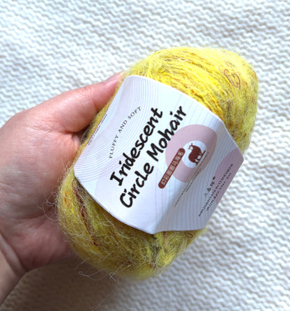 6 balls x 25g Mohair Wool yarn : Mohair + Wool + Acrylic + Polyester : 09 Yellow