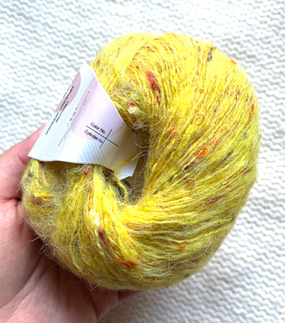 6 balls x 25g Mohair Wool yarn : Mohair + Wool + Acrylic + Polyester : 09 Yellow