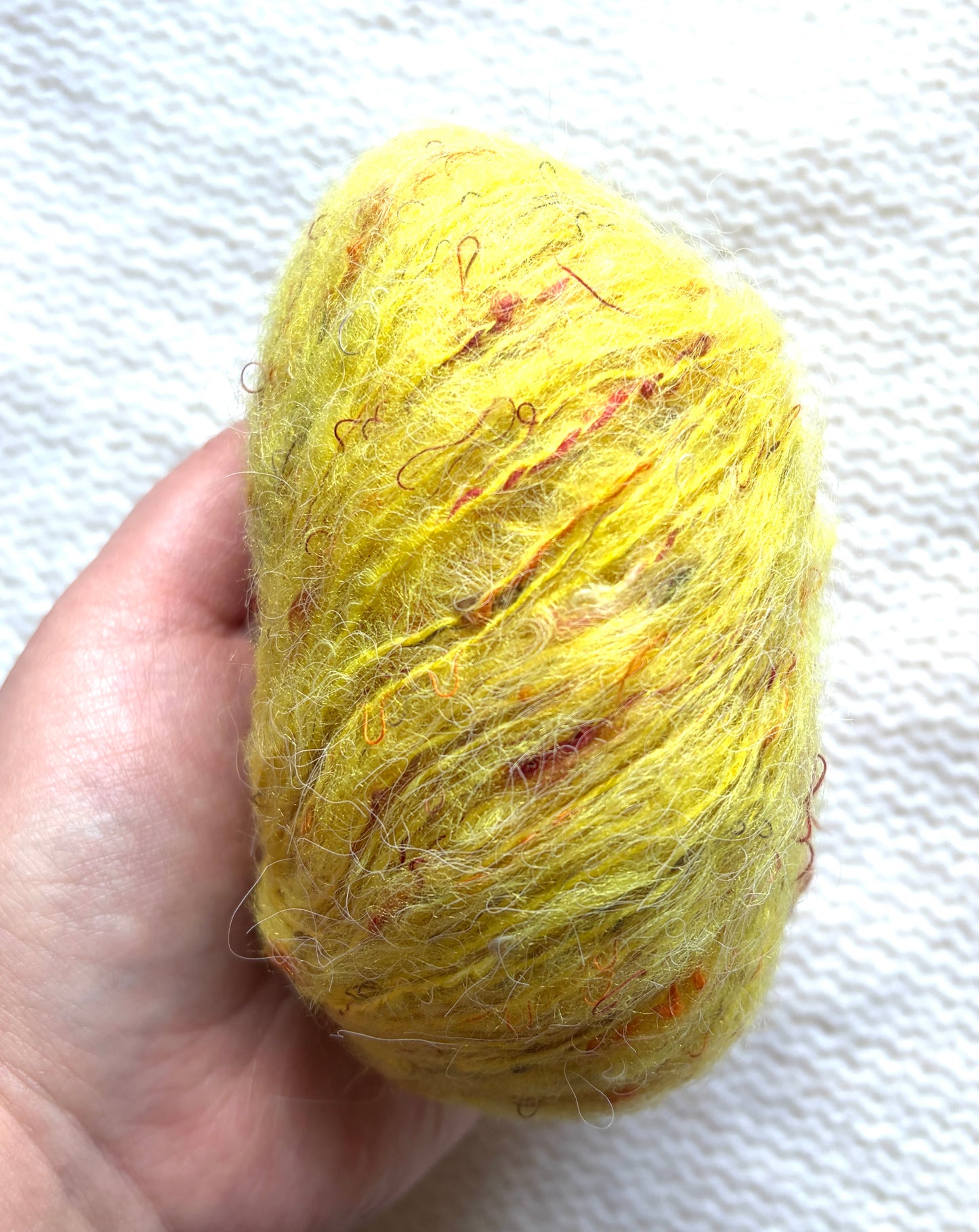 6 balls x 25g Mohair Wool yarn : Mohair + Wool + Acrylic + Polyester : 09 Yellow