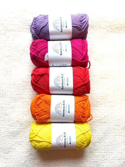 10 balls x 50g Hobbii : Rainbow Cotton Yarn 8/8 Color Pack 11 : 100% Cotton