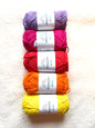 5 balls x 50g Hobbii : Rainbow Cotton Yarn 8/8 Color Pack 11A : 100% Cotton