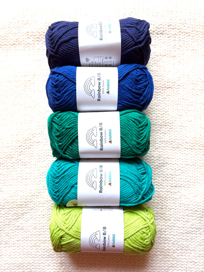 10 balls x 50g Hobbii : Rainbow Cotton Yarn 8/8 Color Pack 11 : 100% Cotton