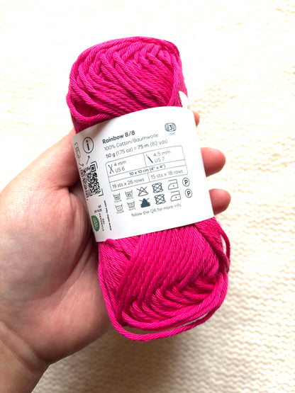 10 balls x 50g Hobbii : Rainbow Cotton Yarn 8/8 Color Pack 11 : 100% Cotton